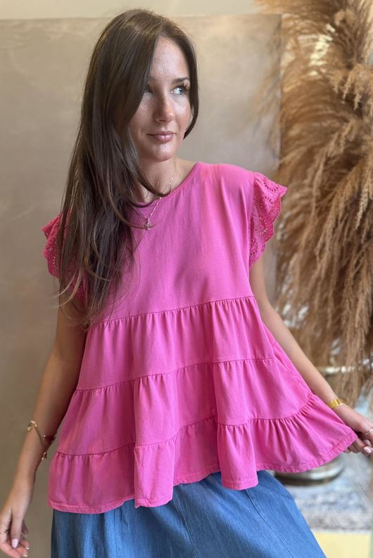 Classic Cotton Smock Tee Hot Pink /9=
